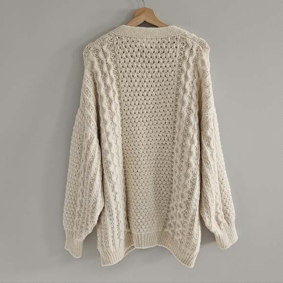 Aritzia Wilfred Free Cable Knit Fisherman Cardigan Alpaca Merino Wool Small - Picture 5 of 15